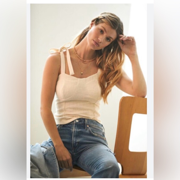 Anthropologie Tops - New Anthropolgie Maeve Structured Tie Shoulder Bow Tank Bustier White Small S